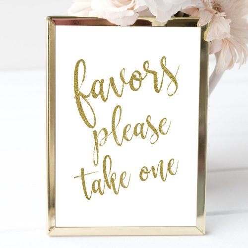 Favors Please Take One Gold Affordable Sign Invitation