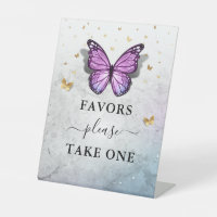 Favors Please Take One Gold and Purple Butterfly