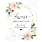 Favors Please Take One Gold Frame Blush Floral