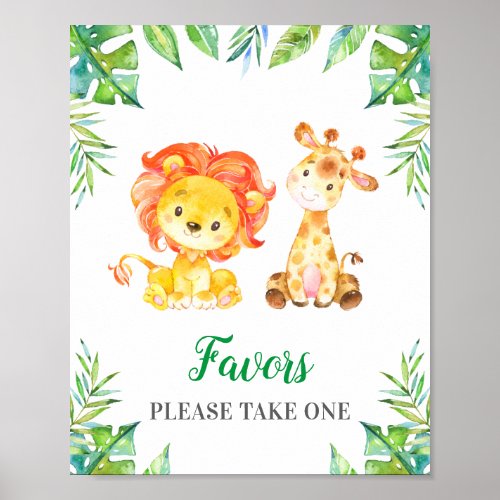 Favors Please Take One Jungle Safari Baby Shower Poster