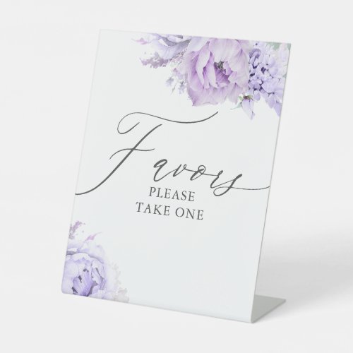 Favors Please Take One _ Purple Floral Elegant Pedestal Sign