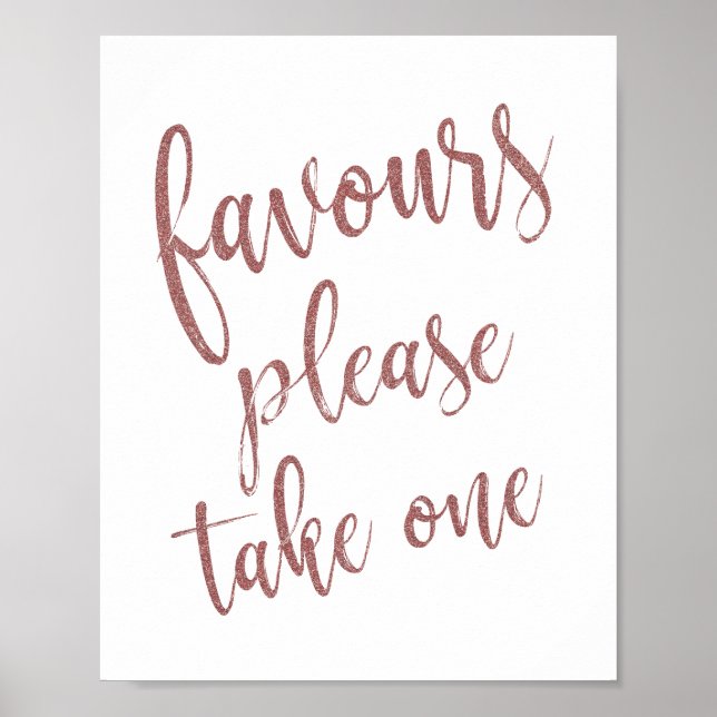 Favors Please Take One Rose Gold Glitter Sign (Front)