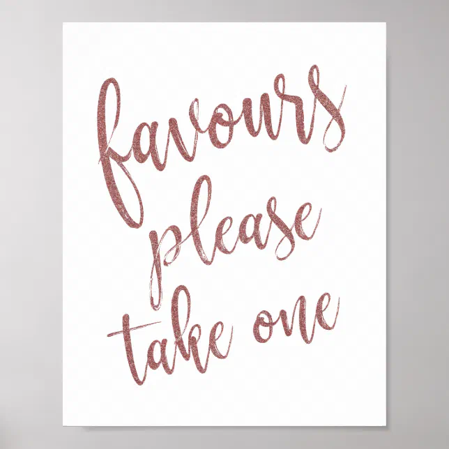 Spring Take One Favors Please Take One Rose Gold Glitter Sign | Zazzle