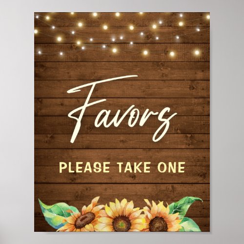 Favors Please Take One Rustic Sunflower Fall Party Poster