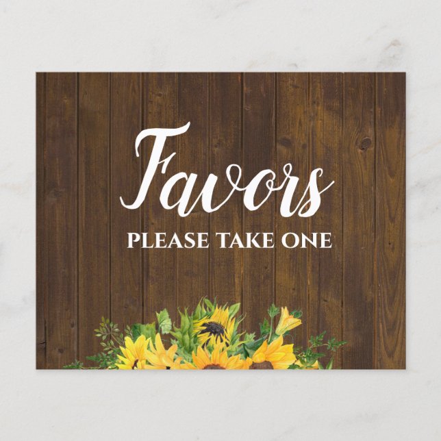Favors Please Take One Rustic Wedding Sign (Front)