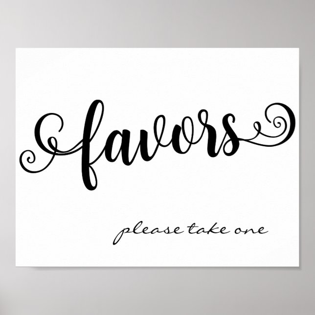 Favors Please Take One Wedding Custom Table Sign (Front)