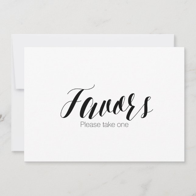 "Favors Please take one" Wedding Sign Invitation (Front)