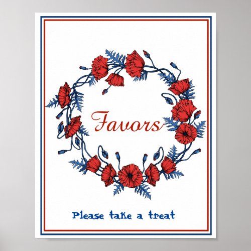 Favors Poppy Floral Baby Shower Poster