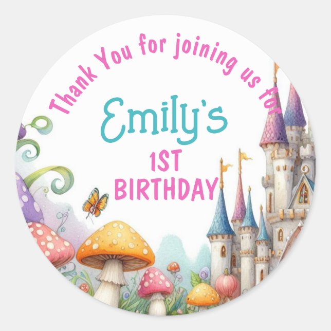 Favors Princess Fairy Daughter Birthday Fairycore Classic Round Sticker (Front)
