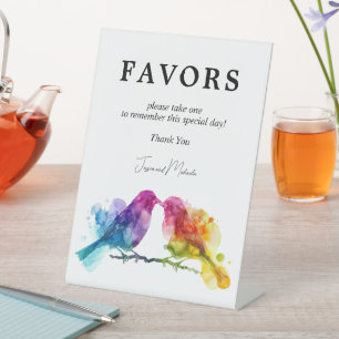 🌈 Favors Rainbow Lovebirds Collection Pedestal Sign