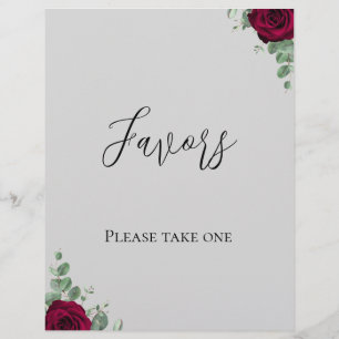 Favors Red Rose Wedding Sign
