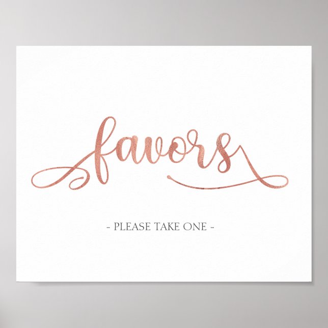 Favors Rose Gold Trendy Wedding Sign (Front)