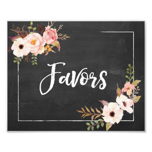 Favors Rustic Chalkboard Floral Wedding Sign