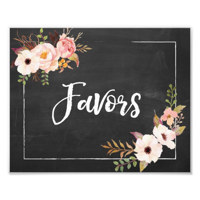 Favors Rustic Chalkboard Floral Wedding Sign (Front)