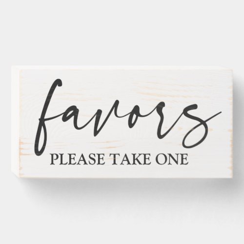 Favors rustic white wooden box sign
