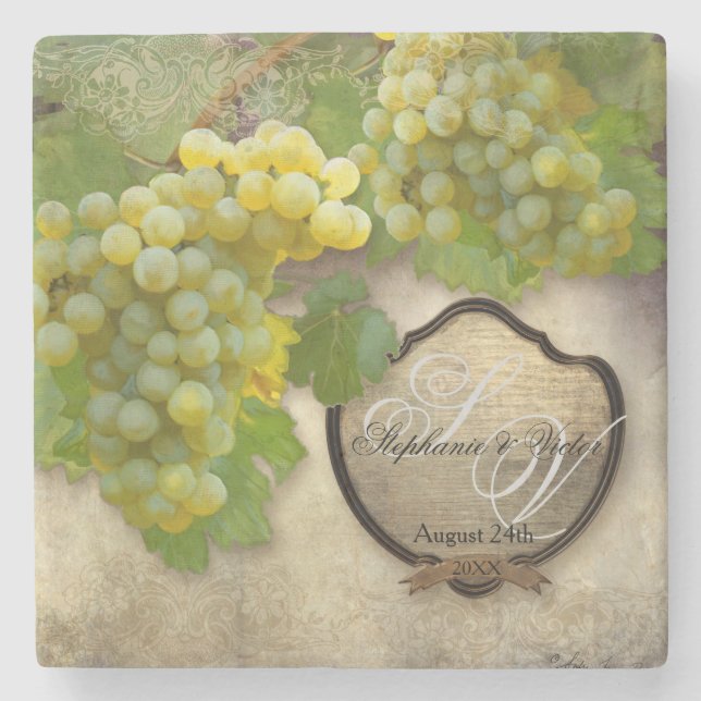 Favors Rustic Winery Art Outdoor Vineyard Wedding Stone Coaster (Front)