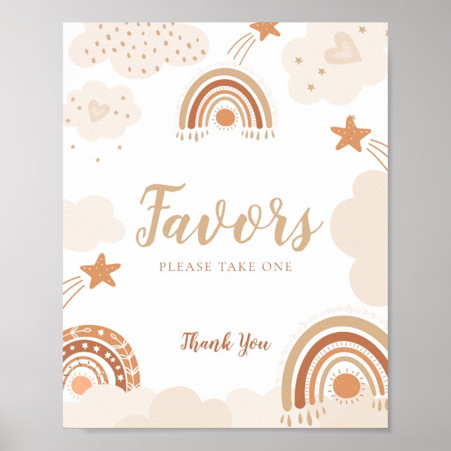 Favors sign Boho Rainbows Baby Shower sign (Front)