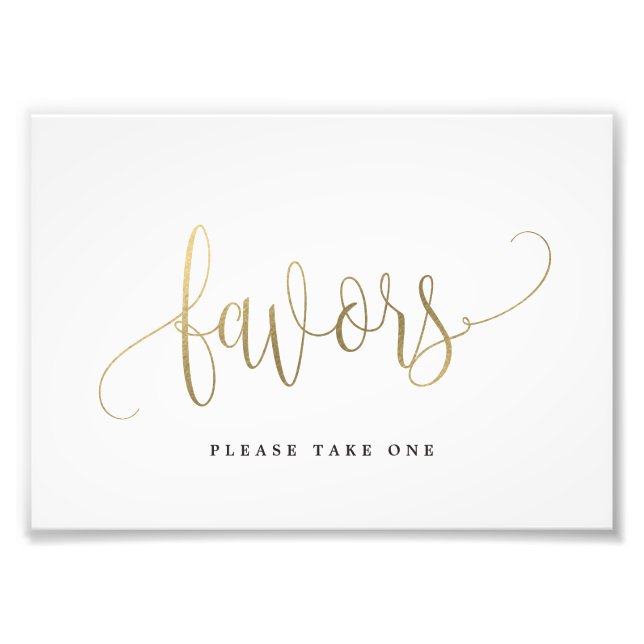 Favors Sign Choose Your Size Faux Gold (Front)