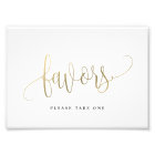 Favors Sign Choose Your Size Faux Gold