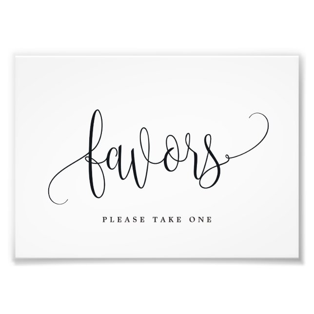 Favors Sign Choose Your Size - Lovely Calligraphy (Front)