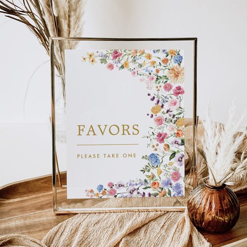 Favors Sign  Colorful Spring Wildflower Meadow