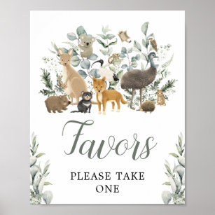 Favors Sign Eucalyptus Australian Animals Party