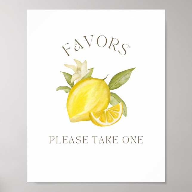 Favors Sign For Lemon Themed Party (Front)