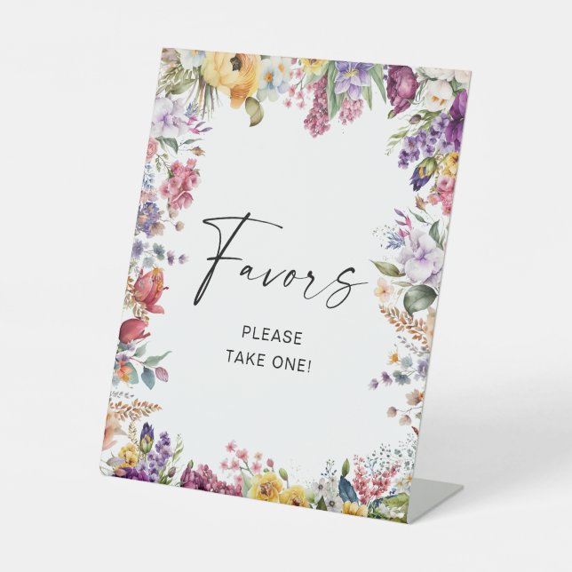 Favors Sign Garden Flowers Pedestal Sign (Front)