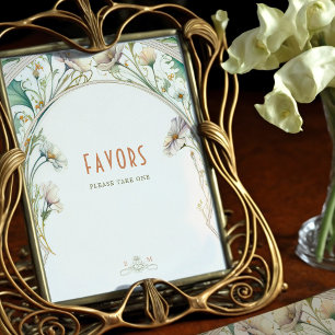 Favors Sign Guests Daisy Art Nouveau by Mucha