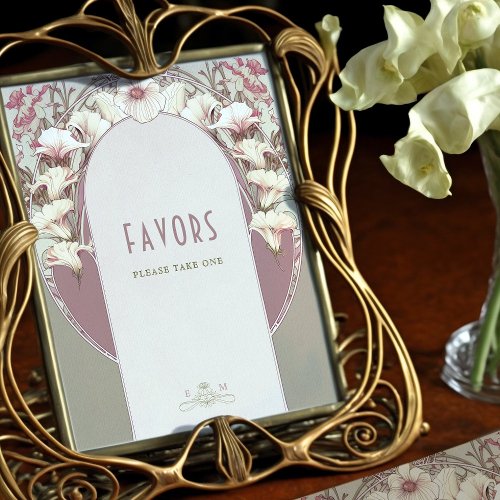 Favors Sign Guests Vintage Art Nouveau by Mucha