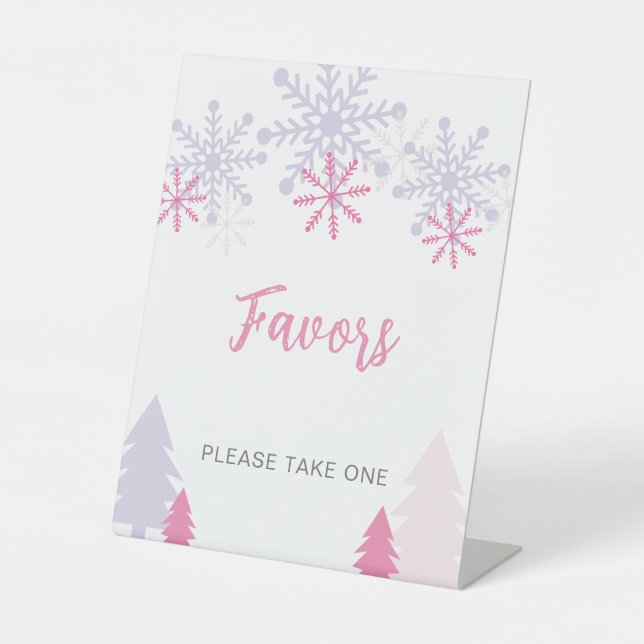 Favors Sign Little Snowflake Baby Shower Winter (Front)