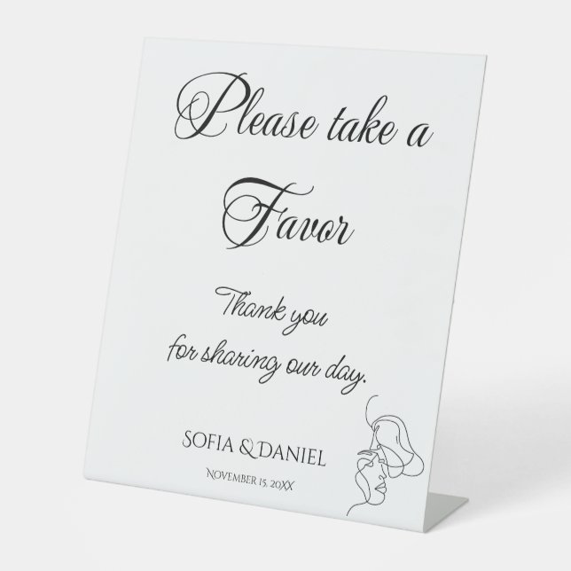 Favors Sign Minimalist Elegant Wedding (Front)