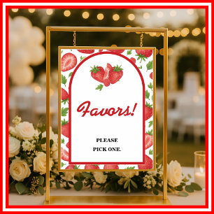 Favors Sign Strawberry Berry Sweet Baby Shower