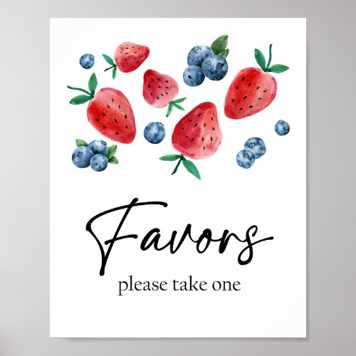 Favors Strawberry Berry First Birthday Girl Sweet Poster