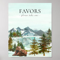 Favors Table Adventure Rustic Bears Baby Shower Poster