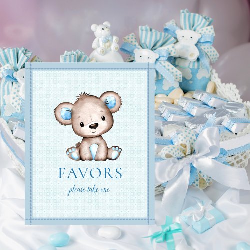 Favors Table Cute Brown Bear Baby Shower Poster