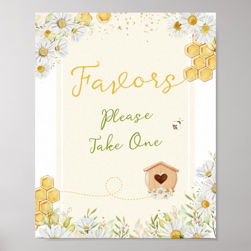 Favors Take One Bumblebee Honeycomb Chic Bee Party Poster