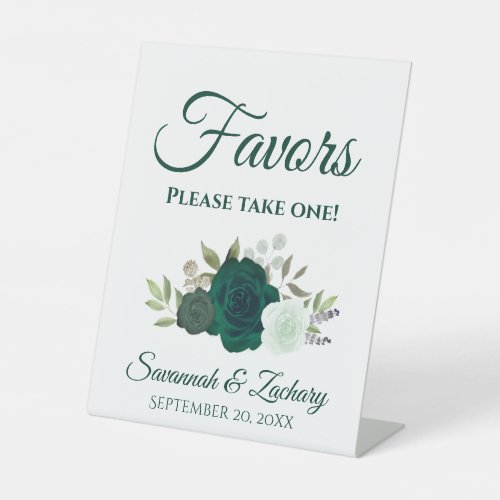 Favors Take One Emerald Green Roses Wedding Pedestal Sign