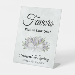 Favors Take One Eucalyptus & Lavender Wedding Pedestal Sign