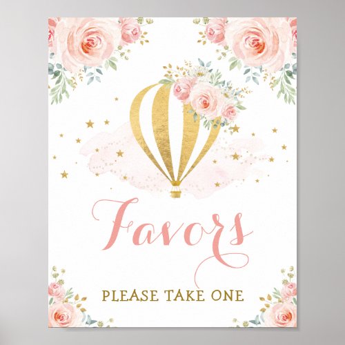 Favors _ Take One  Floral Hot Air Balloon Shower Poster