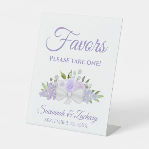 Favors Take One Lavender Purple Roses Wedding Pedestal Sign