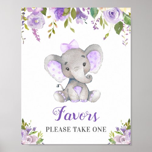 Favors Take One Little Peanut Elephant Girl Purple Poster