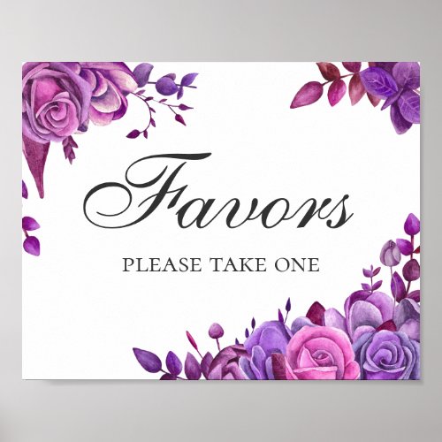 Favors take one Pink and purple wedding flowers Poster