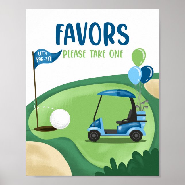 Favors Thank You Golf Par-Tee Boy Birthday Sign (Front)