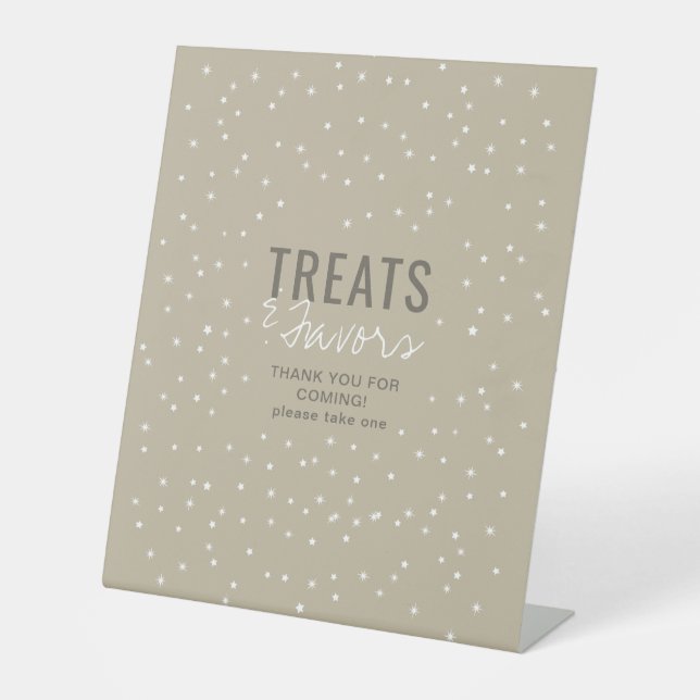Favors & Treats Adventure Awaits Neutral Stars Pedestal Sign (Front)