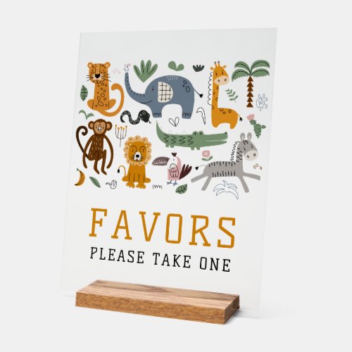 Favors Two Wild Birthday Safari Animals Cute Kids Acrylic Sign