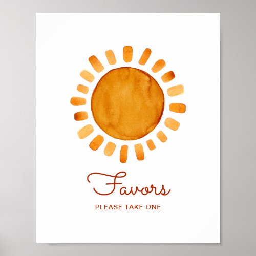 Favors Watercolor Boho Sunshine Baby Shower   Poster