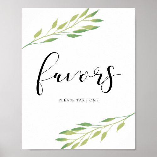 Favors Watercolor green leaves wedding sign