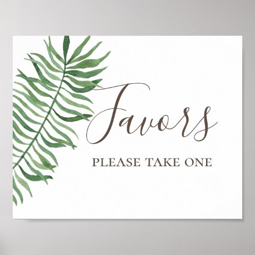 Favors Watercolor tropical greenery palm wedding Poster