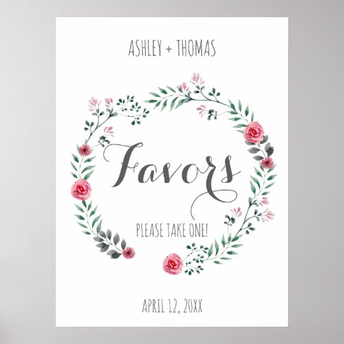 FAVORS Wedding floral calligraphy sign